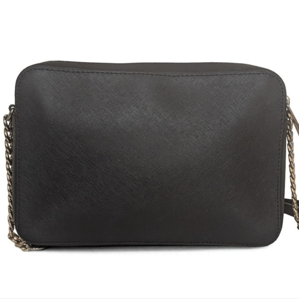 MICHAEL KORS Black Saffiano Leather Crossbody Bag Chain Strap Purse - Picture 3 of 12